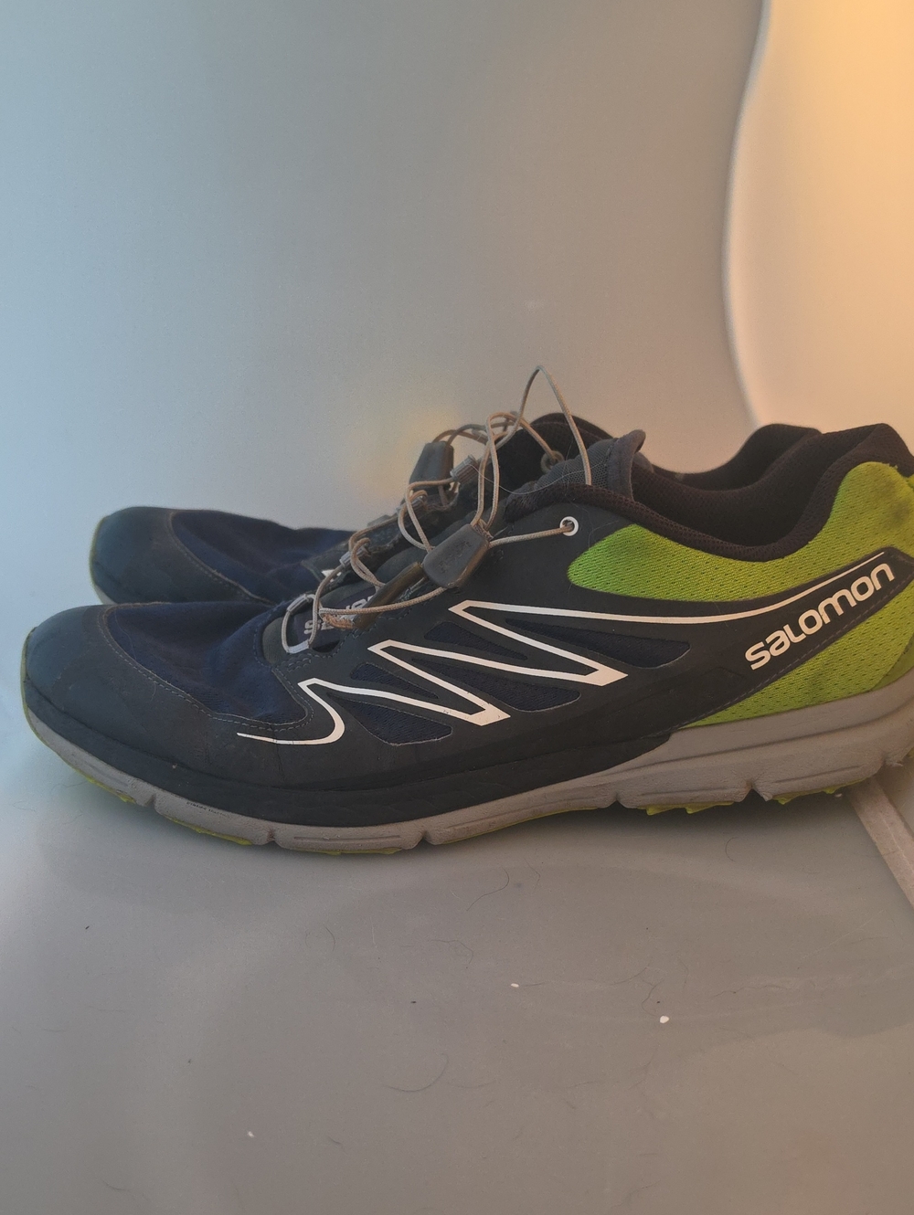 Salomon Sense Mantra 2 Men’s Navy and Lime Green Athletic Trail Shoes